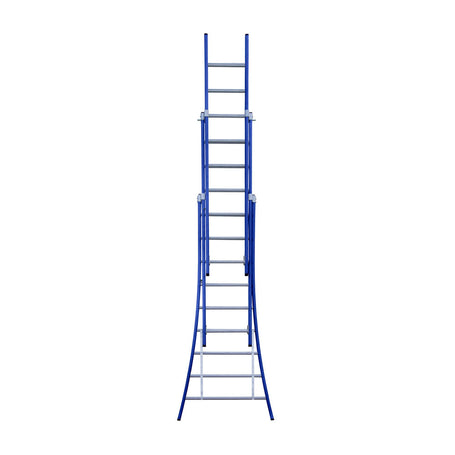 Eurostairs Reform ladder driedubbel uitgebogen 3x9 sporten BLAUW
