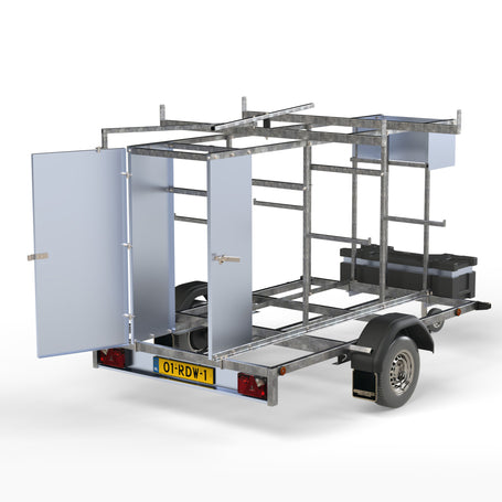 Steigeraanhanger afsluitbaar 250 + Rolsteiger Standaard 135x250 10,2m werkhoogte
