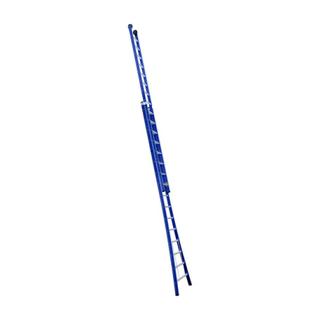 Eurostairs opsteek ladder dubbel uitgebogen 2x16 BLAUW + gevelrollen