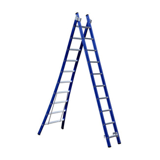 Eurostairs Reform ladder dubbel uitgebogen 2x10 sporten BLAUW