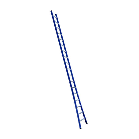 Eurostairs Ladder enkel uitgebogen 1x18 sporten BLAUW