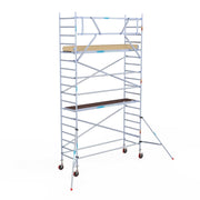 Rolsteiger Basic 90x305 6,2m werkhoogte carbon vloer tegen de gevel