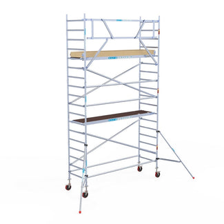 Rolsteiger Basic 90x305 6,2m werkhoogte carbon vloer tegen de gevel
