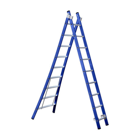 Eurostairs Reform ladder dubbel uitgebogen 2x9 sporten BLAUW