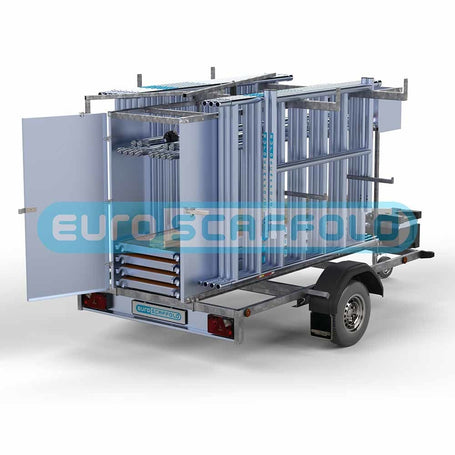 Steigeraanhanger afsluitbaar 250 + Rolsteiger Basic 135x250 10,2m werkhoogte carbon vloer