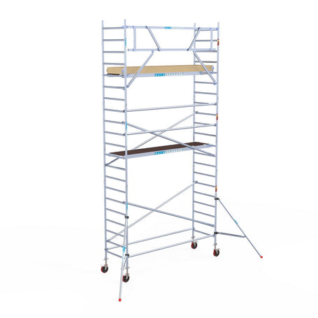Rolsteiger Basic 90x305 7,2m werkhoogte carbon vloer tegen de gevel