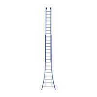 Eurostairs opsteek ladder dubbel uitgebogen 2x16 BLAUW + gevelrollen