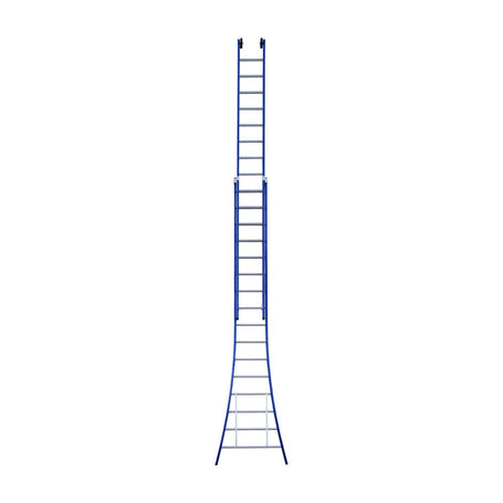 Eurostairs opsteek ladder dubbel uitgebogen 2x16 BLAUW + gevelrollen