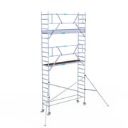 Rolsteiger Professional 75x305 7,2m werkhoogte carbon vloer tegen de gevel