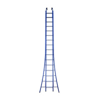 Eurostairs opsteek ladder dubbel uitgebogen 2x16 BLAUW + gevelrollen