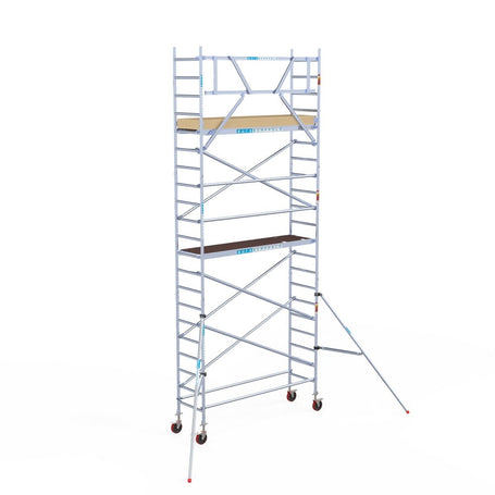 Rolsteiger Basic 75x250 7,2m werkhoogte carbon vloer tegen de gevel