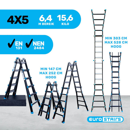 Professionele vouwladder Eurostairs 4x5