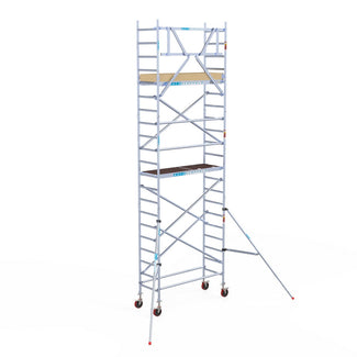 Rolsteiger Basic 75x190 7,2m werkhoogte carbon vloer tegen de gevel