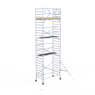 Rolsteiger Basic 135x250 9,2m werkhoogte carbon vloer tegen de gevel