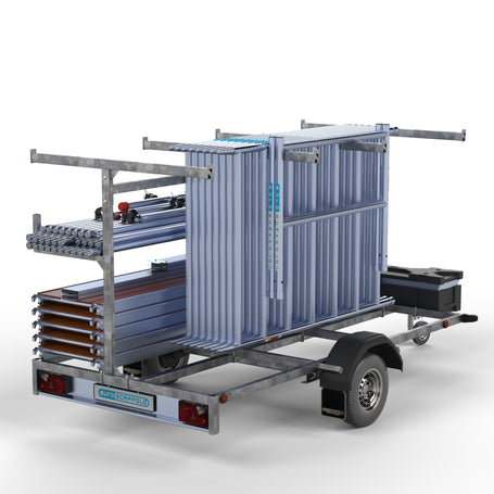 Steigeraanhanger 305 + Rolsteiger Standaard 135x305 8,2m werkhoogte enkele voorloopleuning