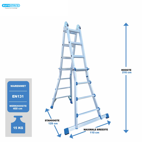 Vouwladder telescopisch 4x4 Silver