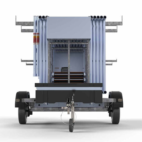 Steigeraanhanger Afsluitbaar 250 + Rolsteiger Alumexx Light 135x250 10,2m werkhoogte