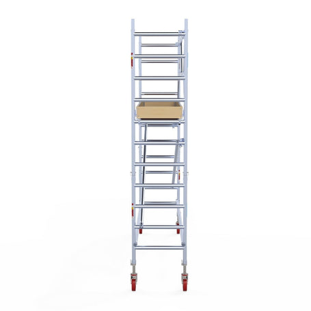 Rolsteiger Basic 75x305 4,2m werkhoogte carbon vloer tegen de gevel
