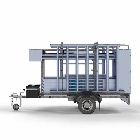Steigeraanhanger Afsluitbaar 250 + Rolsteiger Alumexx Light 135x250 10,2m werkhoogte