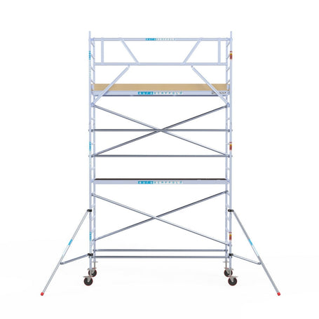 Rolsteiger Basic 90x305 6,2m werkhoogte carbon vloer tegen de gevel