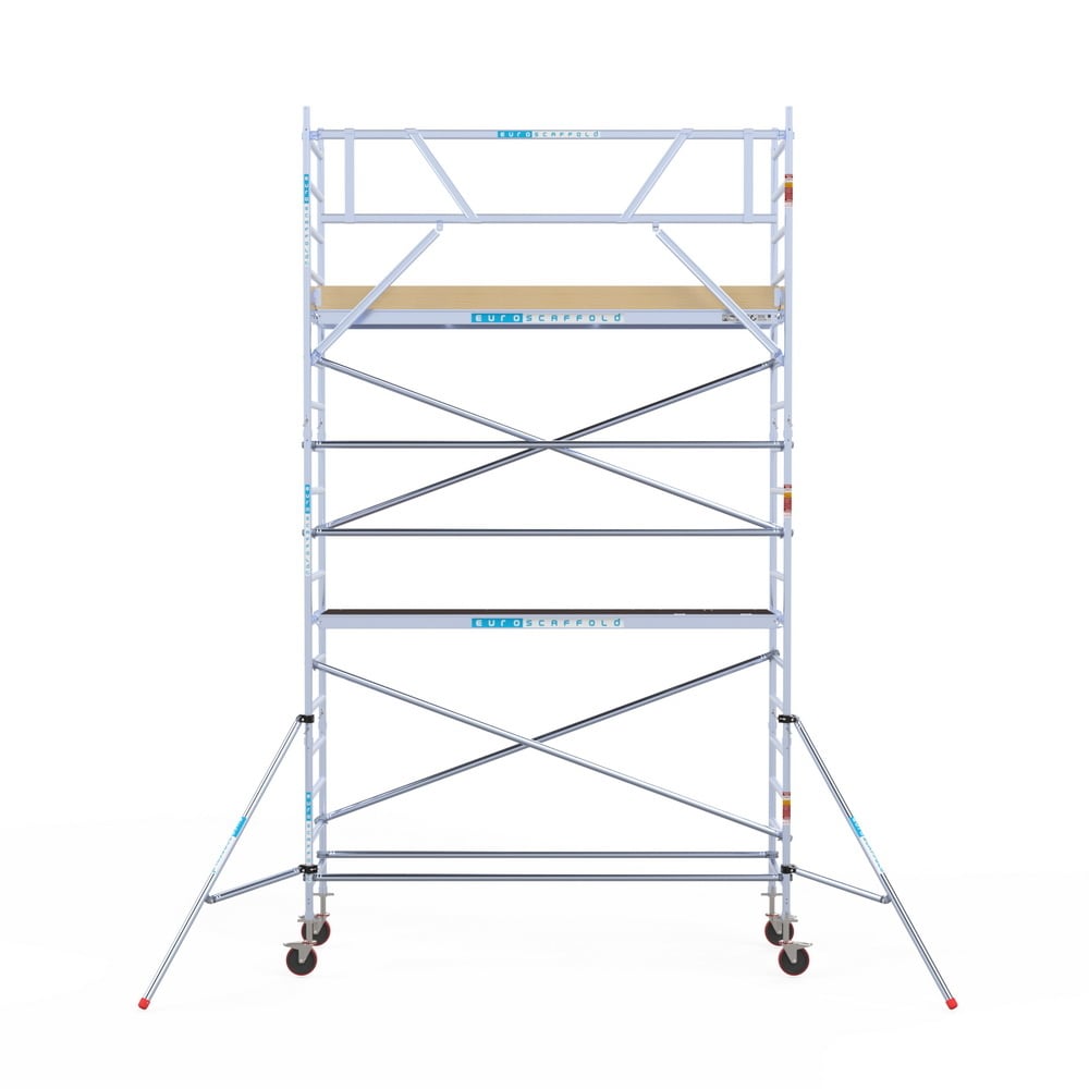 Rolsteiger Basic 90x305 6,2m werkhoogte carbon vloer tegen de gevel