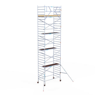 Rolsteiger Basic 135x250 10,2m werkhoogte carbon vloer tegen de gevel