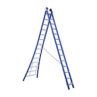 Eurostairs Reform ladder dubbel uitgebogen 2x14 sporten BLAUW