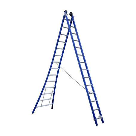 Eurostairs Reform ladder dubbel uitgebogen 2x14 sporten BLAUW