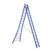 Eurostairs Reform ladder dubbel uitgebogen 2x14 sporten BLAUW