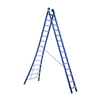 Eurostairs Reform ladder dubbel uitgebogen 2x14 sporten BLAUW