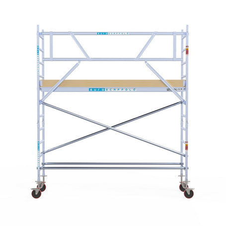Rolsteiger Basic 75x305 4,2m werkhoogte carbon vloer tegen de gevel