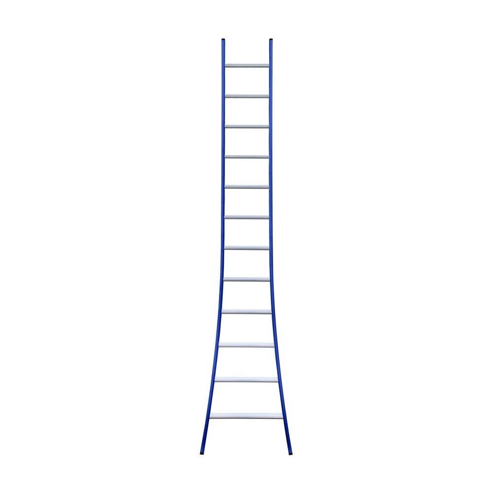 Eurostairs Ladder enkel uitgebogen 1x12 sporten BLAUW