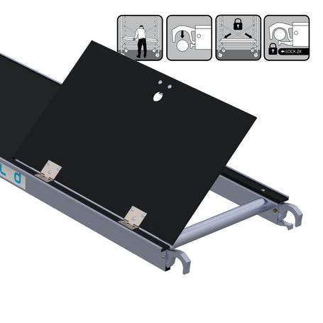 Rolsteiger Original  75x250 6,2m werkhoogte carbon vloer tegen de gevel