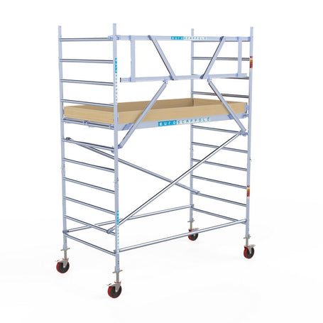 Rolsteiger Basic 135x250 4,2m werkhoogte carbon vloer tegen de gevel