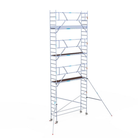 Rolsteiger Professional 75x305 9,2m werkhoogte carbon vloer tegen de gevel