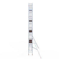 Rolsteiger Professional 75x305 10,2m werkhoogte carbon vloer tegen de gevel