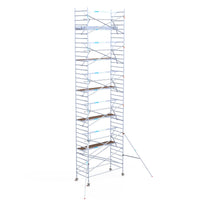 Steigeraanhanger afsluitbaar 305 + Rolsteiger Standaard 135x305 12,2m werkhoogte carbon vloer enkele voorloopleuning