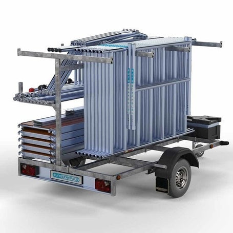 Steigeraanhanger 250 + Rolsteiger Standaard 135x250 12,2m werkhoogte enkele voorloopleuning