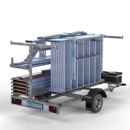 Steigeraanhanger 305 + Rolsteiger Standaard 135x305 10,2m werkhoogte enkele voorloopleuning