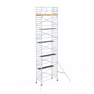 Rolsteiger Basic 135x305 12,2m werkhoogte carbon vloer tegen de gevel