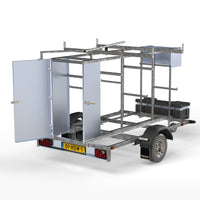 Steigeraanhanger afsluitbaar 250 + Rolsteiger Standaard 135x250 12,2m werkhoogte carbon vloer enkele voorloopleuning