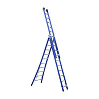 Eurostairs Reform ladder driedubbel uitgebogen 3x10 sporten BLAUW