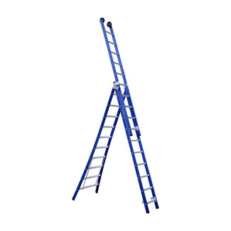 Eurostairs Reform ladder driedubbel uitgebogen 3x10 sporten BLAUW