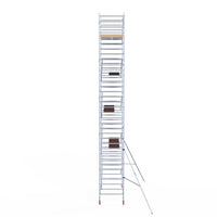 Rolsteiger Basic 135x305 11,2m werkhoogte carbon vloer tegen de gevel