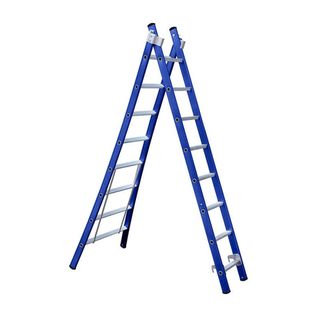 Eurostairs Reform ladder dubbel uitgebogen 2x8 sporten BLAUW