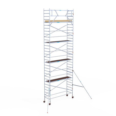 Rolsteiger Basic 90x305 10,2m werkhoogte carbon vloer tegen de gevel