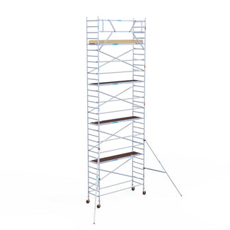 Rolsteiger Basic 90x305 10,2m werkhoogte carbon vloer tegen de gevel