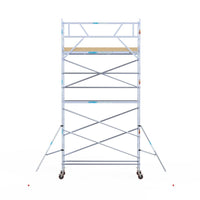 Rolsteiger Basic 75x305 7,2m werkhoogte carbon vloer tegen de gevel