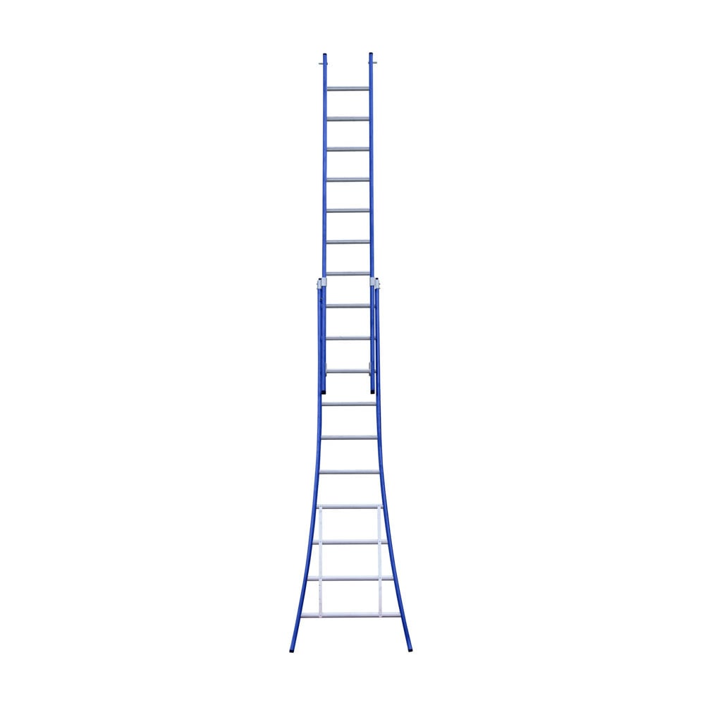 Eurostairs Reform ladder driedubbel uitgebogen 3x10 sporten BLAUW