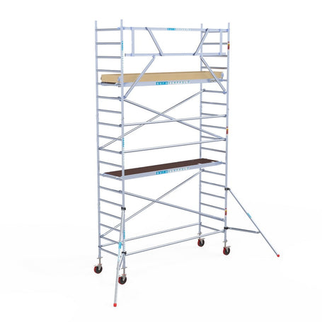 Rolsteiger Basic 90x305 6,2m werkhoogte carbon vloer tegen de gevel